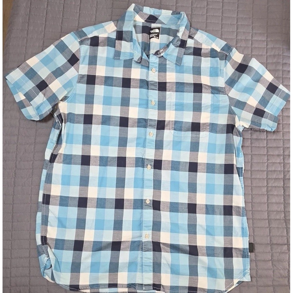 The North Face Shirt Mens X Large Blue Plaid Vent Outdoor Camp Casual Hiking